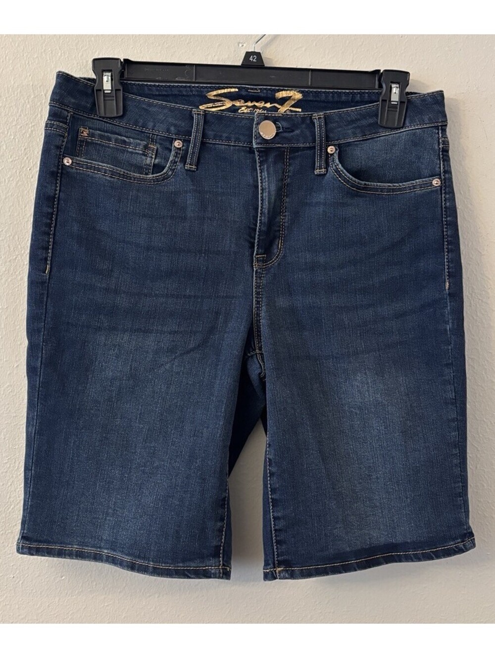 7 For All Mankind Dark Wash Sunset Bermuda Women’s Shorts Size 12